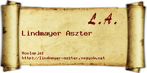 Lindmayer Aszter névjegykártya